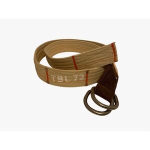 Timberland TBL 73 Canvas Web Belt Tan LARGE D-Ring Buckle Suede Trim Mens 46in